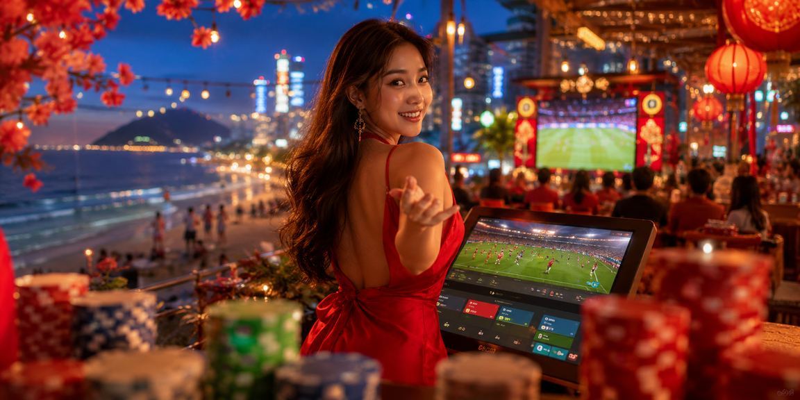 Người chơi cá cược trực tuyến tại bãi biển Vũng Tàu buổi chiều
